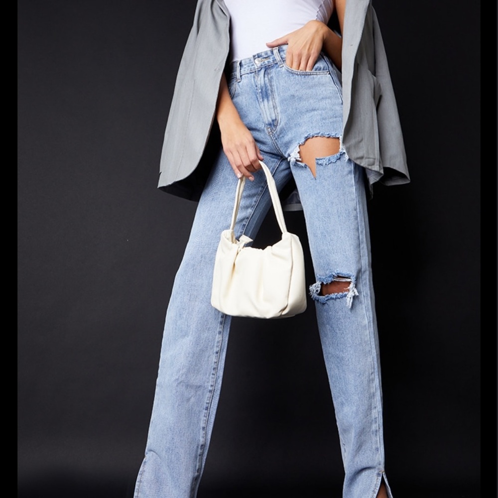 PrettyLittleThing ripped jeans- size UK8, worn twice, acid wash blue